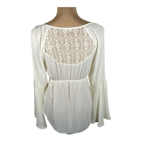 🤍 Takara Beautiful Puff Sleeve Lace Top Small - Picture 2 of 8